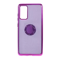 Shiny Powder Electroplating TPU Rhinestone Decor Cover with Metal Kickstand for Samsung Galaxy S20 FE/S20 Fan Edition/S20 FE 5G/S20 Fan Edition 5G/S20 Lite - Purple