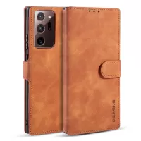 DG.MING Retro Leather Wallet Stand Cover for Samsung Galaxy Note20 Ultra/Note20 Ultra 5G - Brown