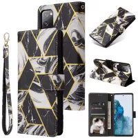 For Samsung Galaxy S20 FE/S20 FE 5G/S20 Lite Lacquered Marble Pattern Leather Protection Case - Black