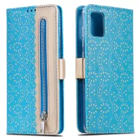 Lace Flower Skin Zipper Leather Cover for Samsung Galaxy S20 FE/S20 Fan Edition/S20 FE 5G/S20 Fan Edition 5G/S20 Lite - Blue