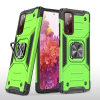 2-in-1 TPU + PC + Metal Cover Case with Metal Sheet + Ring Kickstand for Samsung Galaxy S20 FE/S20 Fan Edition/S20 FE 5G/S20 Fan Edition 5G/S20 Lite - Green