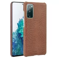 Crocodile Texture PU Leather Coated Plastic Phone Case for Samsung Galaxy S20 FE/S20 Fan Edition/S20 FE 5G/S20 Fan Edition 5G/S20 Lite - Brown