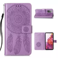 For Samsung Galaxy S20 FE/S20 Fan Edition/S20 FE 5G/S20 Fan Edition 5G/S20 Lite Dreamcatcher Imprinting Leather Wallet Cell Phone Cover Shell - Light Purple
