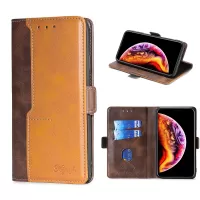 For Samsung Galaxy S20 FE/S20 Fan Edition/S20 FE 5G/S20 Fan Edition 5G/S20 Lite Contrast-Color Leather Wallet  Phone Cover Case with Side Buckle - Light Brown/Brown