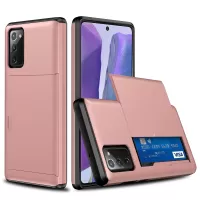 Scratch-proof Sliding Card Holder Plastic + TPU Cover for Samsung Galaxy S20 FE/S20 Fan Edition/S20 FE 5G/S20 Fan Edition 5G/S20 Lite - Rose Gold