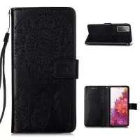 For Samsung Galaxy S20 FE/S20 Fan Edition/S20 FE 5G/S20 Fan Edition 5G/S20 Lite Dreamcatcher Imprinting Leather Wallet Cell Phone Cover Shell - Black