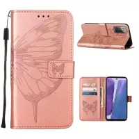 Imprint Butterfly Flower Pattern Wallet Stand Leather Case for Samsung Galaxy Note20 5G / Galaxy Note20 - Rose Gold