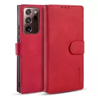 DG.MING Retro Leather Wallet Stand Cover for Samsung Galaxy Note20 Ultra/Note20 Ultra 5G - Red