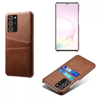 KSQ Hard Cover Double Card Slots PU Leather Coated Plastic Phone Case for Samsung Galaxy Note20/Note20 5G - Brown