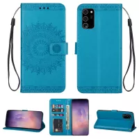 Imprint Totem Pattern Leather Wallet Case for Samsung Galaxy Note20 Ultra/Note20 Ultra 5G - Blue