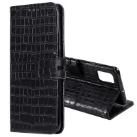 For Samsung Galaxy S20 FE/S20 Fan Edition/S20 FE 5G/S20 Fan Edition 5G/S20 Lite Crocodile Skin PU Leather Wallet Phone Case - Black