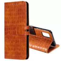For Samsung Galaxy S20 FE/S20 Fan Edition/S20 FE 5G/S20 Fan Edition 5G/S20 Lite Crocodile Skin PU Leather Wallet Phone Case - Brown