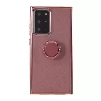Glittery Powder with Metal Kickstand Electroplating TPU Cover for Samsung Galaxy Note20 Ultra/Note20 Ultra 5G - Rose Gold