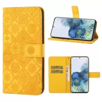 Imprint Ethnic Style Flower Wallet Leather Case for Samsung Galaxy S20 FE 4G/FE 5G/S20 Lite  - Yellow