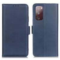 Anti-scratch Shockproof Magnetic Clasp Leather Phone Case Shell for Samsung Galaxy S20 FE/S20 Fan Edition/S20 FE 5G/S20 Fan Edition 5G/S20 Lite - Blue