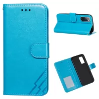 Wallet Stand Leather Phone Cover Case with Stripes Imprinting for Samsung Galaxy S20 FE 4G/FE 5G/S20 Lite  - Blue
