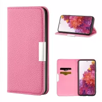 Metal Buckle Automatic absorption Litchi Skin Leather Cover with Card Holder for Samsung Galaxy S20 FE/S20 Fan Edition/S20 FE 5G/S20 Fan Edition 5G/S20 Lite - Pink