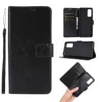 Butterfly Flower Imprinting Leather Wallet Case for Samsung Galaxy S20 FE/S20 Fan Edition/S20 FE 5G/S20 Fan Edition 5G/S20 Lite - Black
