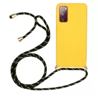 For Samsung Galaxy S20 FE 4G/FE 5G/S20 Lite  TPU + Wheat Straw Phone Case with Strap - Yellow