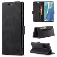 AUTSPACE A01 Series RFID Blocking Retro Matte Leather Wallet Cover for Samsung Galaxy Note20 Ultra/Note20 Ultra 5G - Black