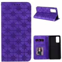 Imprint Lucky Flower Auto-absorbed Flip Leather Cover for Samsung Galaxy S20 FE/S20 Fan Edition/S20 FE 5G/S20 Fan Edition 5G/S20 Lite - Purple