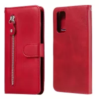 Zipper Pocket Leather Wallet Stand Case for Samsung Galaxy S20 FE/S20 Fan Edition/S20 FE 5G/S20 Fan Edition 5G/S20 Lite/S20 Lite - Red
