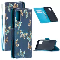 Pattern Printing PU Leather Wallet Stand Phone Cover for Samsung Galaxy S20 FE/S20 Fan Edition/S20 FE 5G/S20 Fan Edition 5G/S20 Lite - Blue Butterfly