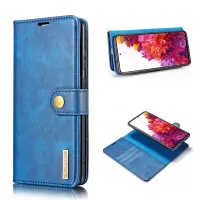 DG.MING Detachable 2-in-1 Split Leather Wallet Shell + PC Back Case for Samsung Galaxy S20 FE/S20 Fan Edition/S20 FE 5G/S20 Fan Edition 5G/S20 Lite - Blue