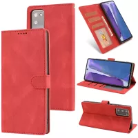 For Samsung Galaxy S20 FE/S20 Fan Edition/S20 FE 5G/S20 Fan Edition 5G/S20 Lite Classic Style PU Leather Phone Cover Shell with Wallet and Stand - Red