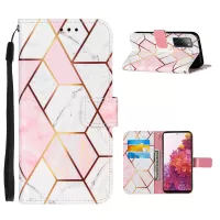 Full Protection Wallet Stand TPU + PU Leather Cover with Splicing Marble Pattern for Samsung Galaxy S20 FE 4G/FE 5G/S20 Lite - Pink