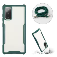 Acrylic+TPU Shockproof Phone Case with Strap for Samsung Galaxy S20 FE 4G/FE 5G/S20 Lite - Dark Green