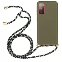 For Samsung Galaxy S20 FE 4G/FE 5G/S20 Lite  TPU + Wheat Straw Phone Case with Strap - Army Green