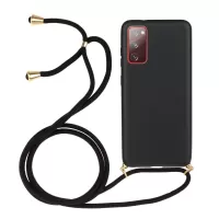 For Samsung Galaxy S20 FE 4G/FE 5G/S20 Lite  TPU + Wheat Straw Phone Case with Strap - Black