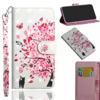 Pattern Printing Light Spot Decor Leather Cover for Samsung Galaxy Note20 Ultra/Note20 Ultra 5G - Flower and Cat