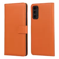 Split Leather Shell Wallet Stand Mobile Phone Cover for Samsung Galaxy S20 FE/S20 Fan Edition/S20 FE 5G/S20 Fan Edition 5G/S20 Lite - Orange