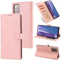 TPU + Classic Style PU Leather Phone Cover Shell with Wallet and Stand for Samsung Galaxy Note20/Note20 5G - Pink