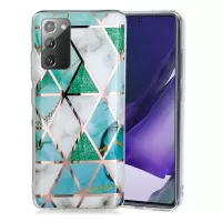 Marble Pattern Rose Gold Electroplating IMD TPU Case for Samsung Note20 4G/5G - Blue