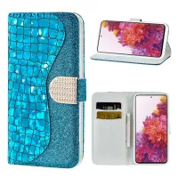 Crocodile Texture Flash Powder Leather Shell with Stand Case for Samsung Galaxy S20 FE/S20 Fan Edition/S20 FE 5G/S20 Fan Edition 5G/S20 Lite - Blue