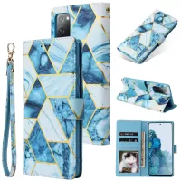 For Samsung Galaxy S20 FE/S20 FE 5G/S20 Lite Lacquered Marble Pattern Leather Protection Case - Blue
