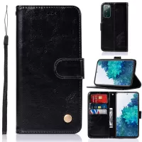 For Samsung Galaxy S20 FE/S20 Fan Edition/S20 FE 5G/S20 Fan Edition 5G/S20 Lite Wallet Stand Leather Vintage Style Cell Phone Cover Case - Black