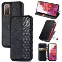 Auto-absorbed Diamond Texture PU Leather Cover for Samsung Galaxy S20 FE/S20 Fan Edition/S20 FE 5G/S20 Fan Edition 5G/S20 Lite - Black