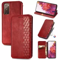 Auto-absorbed Diamond Texture PU Leather Cover for Samsung Galaxy S20 FE/S20 Fan Edition/S20 FE 5G/S20 Fan Edition 5G/S20 Lite - Red