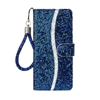 Glittery Powder Splicing Leather Wallet Stand Phone Cover for Samsung Galaxy S20 FE/S20 Fan Edition/S20 FE 5G/S20 Fan Edition 5G/S20 Lite - Blue