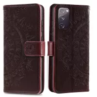 Imprint Flower Leather Cover for Samsung Galaxy S20 FE/S20 Fan Edition/S20 FE 5G/S20 Fan Edition 5G/S20 Lite - Brown