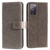 Imprint Flower Leather Cover for Samsung Galaxy S20 FE/S20 Fan Edition/S20 FE 5G/S20 Fan Edition 5G/S20 Lite - Grey