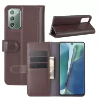 Split Leather Case with Wallet Stand for Samsung Galaxy Note20/Note20 5G - Brown