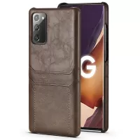 PU Leather Coated Hard PC with Dual Card Slots Cover for Samsung Galaxy Note20 4G/5G - Coffee