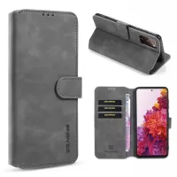 DG.MING Phone Case for Samsung Galaxy S20 FE/S20 Fan Edition/S20 FE 5G/S20 Fan Edition 5G/S20 Lite Retro Style Leather Wallet Stand Cover - Grey