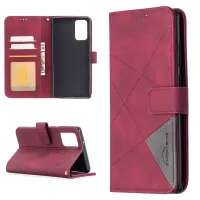 BF05 Geometric Texture Leather Unique Case for Samsung Galaxy Note20 4G/5G - Wine Red