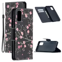 Pattern Printing PU Leather Wallet Stand Phone Cover for Samsung Galaxy S20 FE/S20 Fan Edition/S20 FE 5G/S20 Fan Edition 5G/S20 Lite - Red Flower